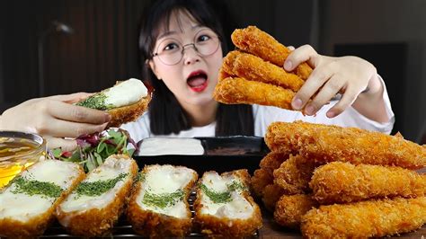 치즈돈까스 And 새우튀김 먹방 Cheese Pork Cutlet And Fried Shrimp Mukbang Asmr Eating Sounds Youtube