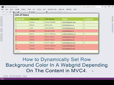 How To Dynamically Set Row Background Color In A Webgrid Depending On