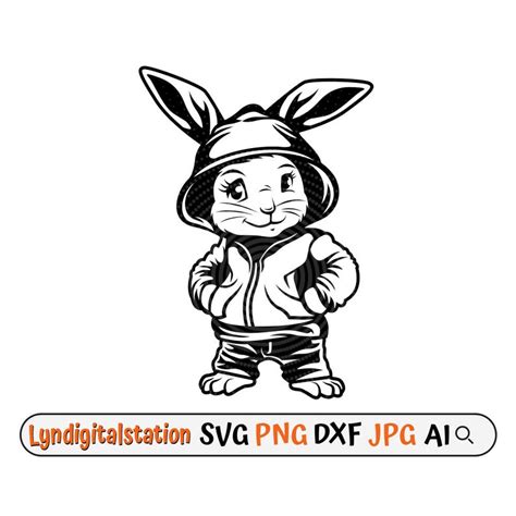 Bunny Hipster Svg Cool Rabbit Clipart Hip Hop Bunny Cut Etsy