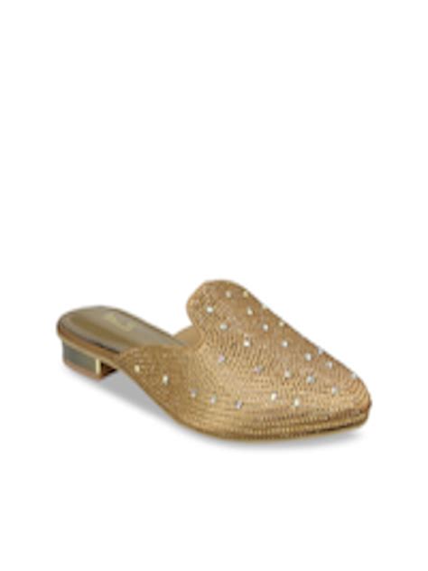 Buy Inc 5 Gold Toned Embellished Block Mules Heels For Women 15519866 Myntra