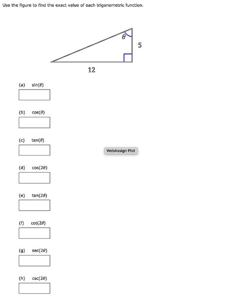 SOLVED Use The Figure To Find The Exact Value Of Each Trigonometric