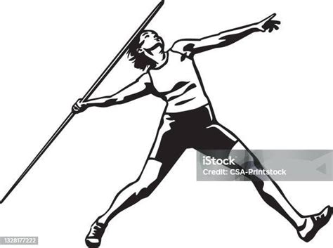 Female Athlete Throwing Javelin Stock Illustration Download Image Now