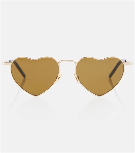 Sl 301 Loulou Heart Shaped Sunglasses In Gold Saint Laurent Mytheresa