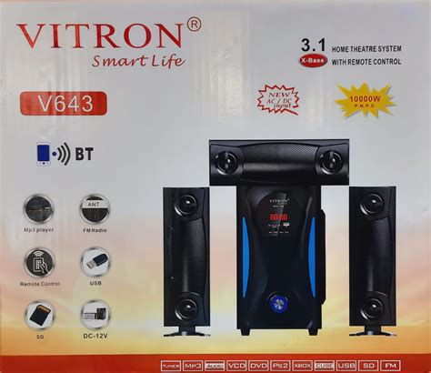 Vitron V Ch Sub Woofer Home Theatre Usb Fm Bt X Bass Ebrahims