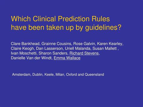 Ppt Which Clinical Prediction Rules Have Been Taken Up By Guidelines