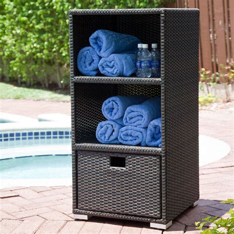 Source Outdoor Zen All Weather Wicker Storage Tower So 2002 255 Pool Towel Storage Pool