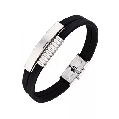 Generico Pulsera Masculina Silicona Y Acero Dise O Barra Falabella