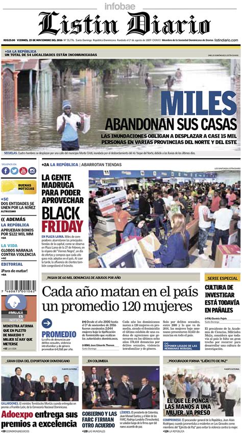 Listin Diario República Dominicana Viernes 25 De Noviembre De 2016