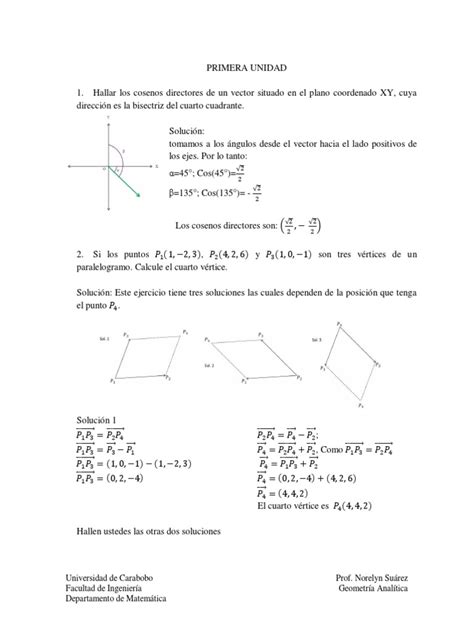 Ejercicios Resueltos Algebra De Vectores Vector Euclidiano Determinante