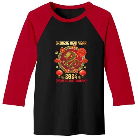 Chinese New Year 2024 Year Of The Dragon Happy New Year Baseball Tees