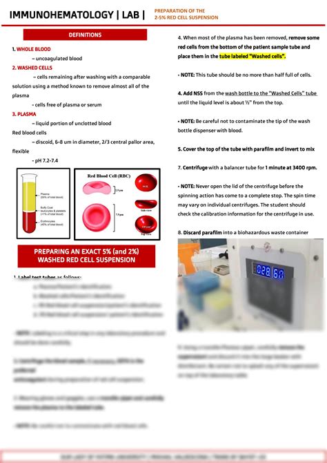 Solution Imhm Lab Week Preparation Of The Red Cell Suspension