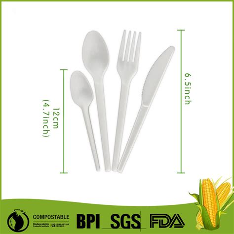 100 Biodegradable Disposable Plastic Pla Cutlery Set Knife Spoon Fork