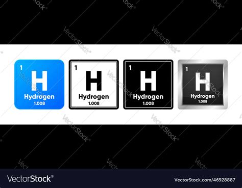 Hydrogen Chemical Element With 1 Atomic Number Vector Image