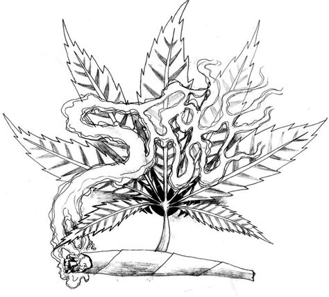 Smoking Weed Leaf Tattoo Coloring Pages