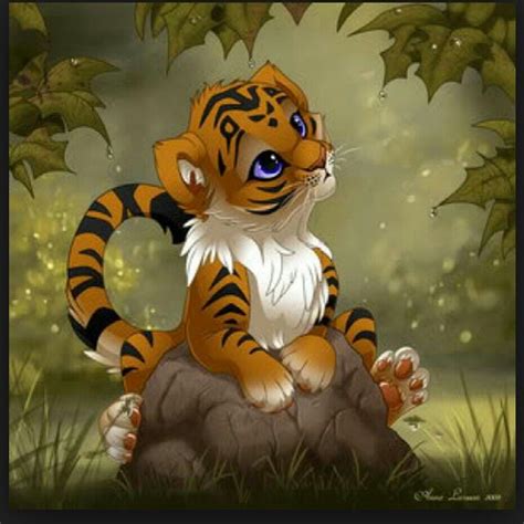 Cute tiger cub anime | Cute animal drawings, Anime cat, Big cats art