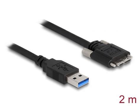 Delock Kabel USB 3 0 Typ A samec na Typ Micro B samec se šroubky 2 m