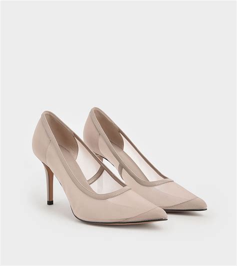 Buy Charles Keith Mesh Stiletto Pumps Nude In Nude Thstreet Qatar