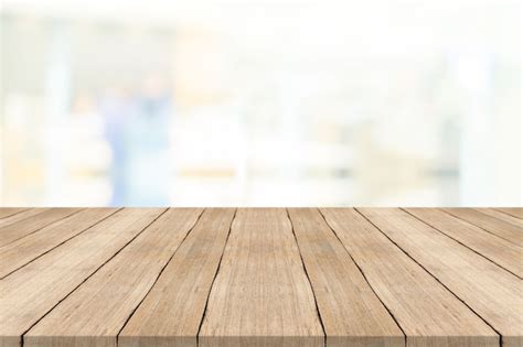 Premium Photo Empty Wood Table Top On White Blurred Background