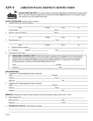 Fillable Online ASBESTOS WASTE SHIPMENT REPORT FORM Fax Email Print