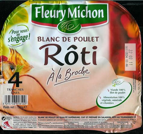 Mincir et Sport Fleury Michon Blanc de poulet Rôti a la Broche