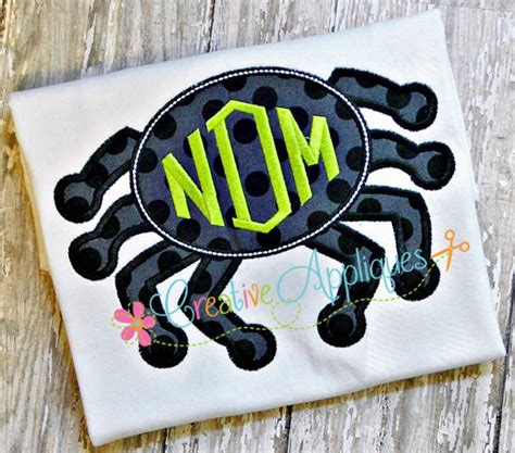 Monogram Spider Halloween Digital Machine Embroidery Applique Design