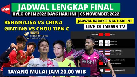 Jadwal Final Hylo Open Hari Ini Ginting Vs Chou Tien Chen Hylo