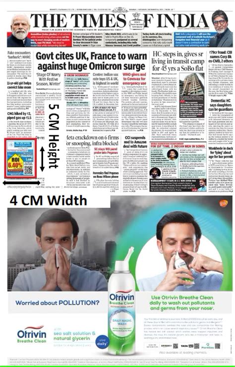 Times Of India Mumbai English Newspaper Advertising Rates Book Ads