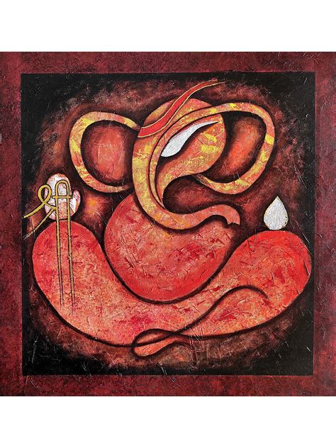 Shree Ganesha Abstract Art Acrylic On Canvas Exotic India Art