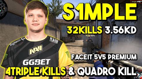 S1mple 32Kills 3 5KD On Inferno 4Triple Kills Quadro Kills FACEIT