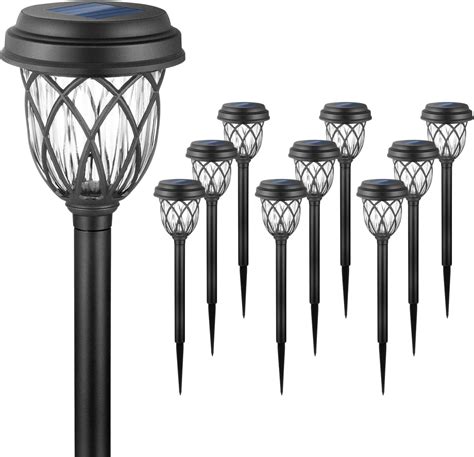 EXCMARK 10 Pack Solar Lights Outdoor Garden Pathway Solar Powered Yard ...