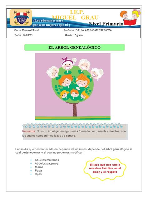 Ficha El Arbol Genealogico Personal Social Pdf