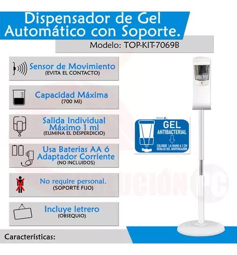 Pedestal Dispensador Automatico Jabon Gel Antibacterial V4 Mebuscar