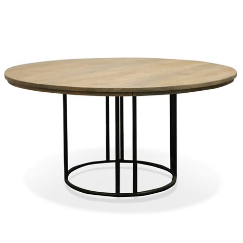 Stories Round Solid Wood Top Metal Base Dining Table Reviews Wayfair