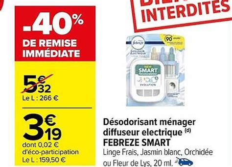 Promo D Sodorisant M Nager Diffuseur Lectrique Febreze Smart Chez