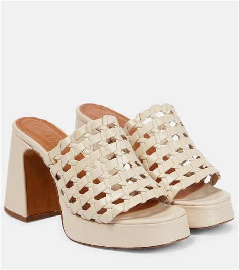 Souliers Martinez Alba Leather Platform Mules In Trigo Modesens