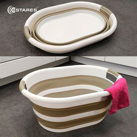 Таз складной силиконовый ES-BS-portable-24l-54x39x24/7-white/beige_2021 ...
