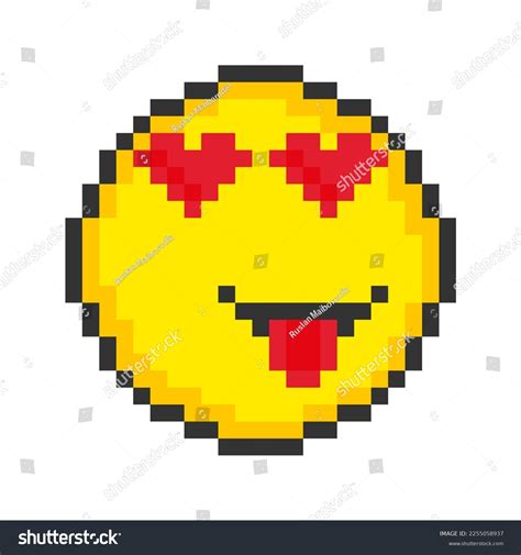 Kissed Face Icon Pixel Art Emoticons Stock Vector Royalty Free