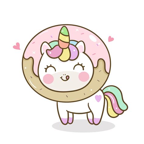 Cute Unicorn Donut Cartoon Pony Vector Stock Vector Royalty Free