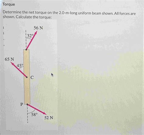 Solved TorqueDetermine The Net Torque On The 2 0 M Long Chegg