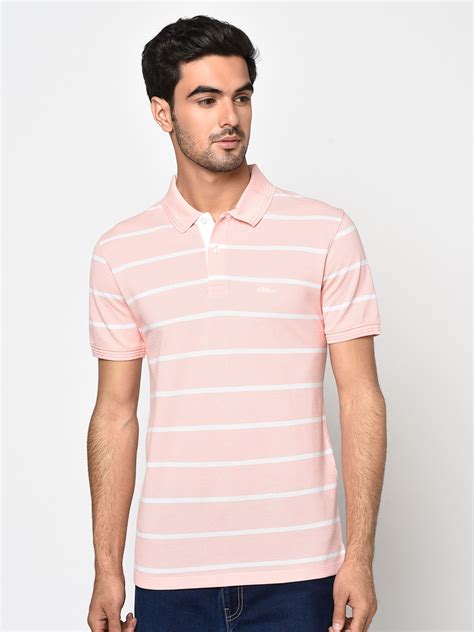 Buy Octave Men Pink Striped Polo Collar T Shirt Tshirts For Men