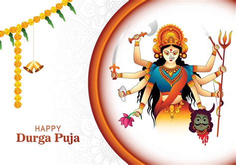 Illustration Of Goddess Happy Durga Puja Subh Navratri Celebration Card