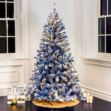 White Christmas Tree With Blue Lights