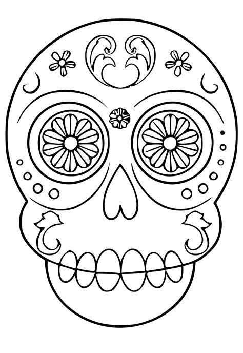 Dibujo E Imagen Calavera De Azúcar Fácil Para Colorear Y Imprimir Gratis Para Adultos Niñas Y