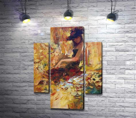 ᐉ Модульная картина ArtPoster Девушка в красной шляпе сидит среди ...