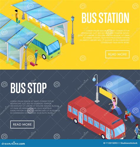 Bus Waiting Station Isometric 3d Posters Stock Vector Illustration Of Public Isometric 112015093