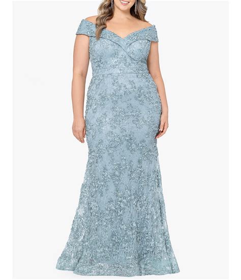 Xscape Plus Size Sweetheart Off The Shoulder Embroidered Lace Gown