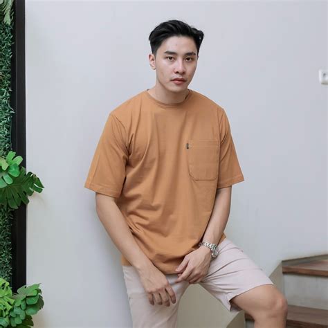 Jual Kaos Pocket Polos Oversize Pria Katun Combed S Basic Kaos Saku