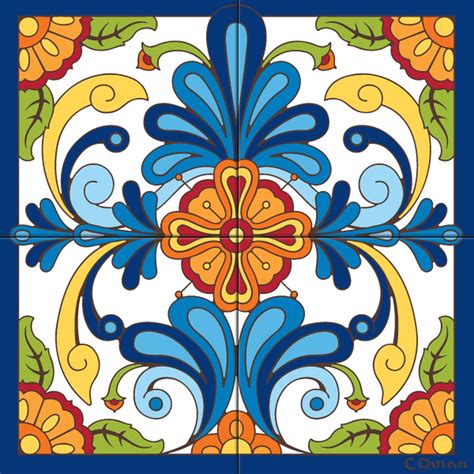 12x12 Mural Blue Talavera Design Decorative Art Tile Tile Art Tile