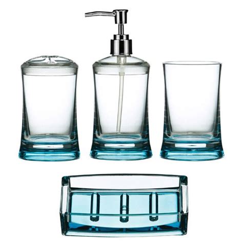 4 Piece Turquoiseclear Acrylic Bathroom Accessories Set