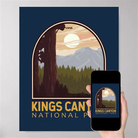 Kings Canyon National Park Vintage Emblem Poster Zazzle